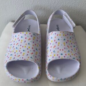Kids White Polka Dot Slingback Sandals